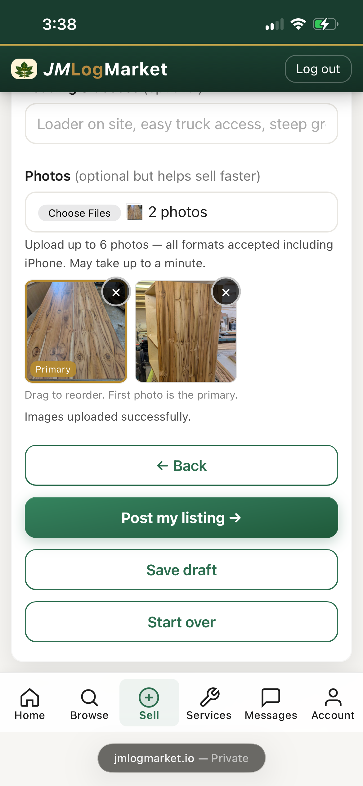 Uploading photos directly from your iPhone camera roll