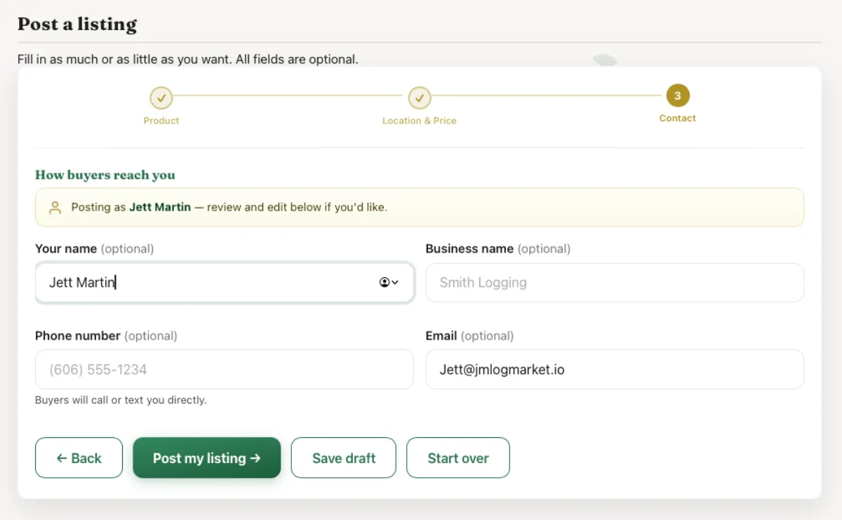 Post listing and go live