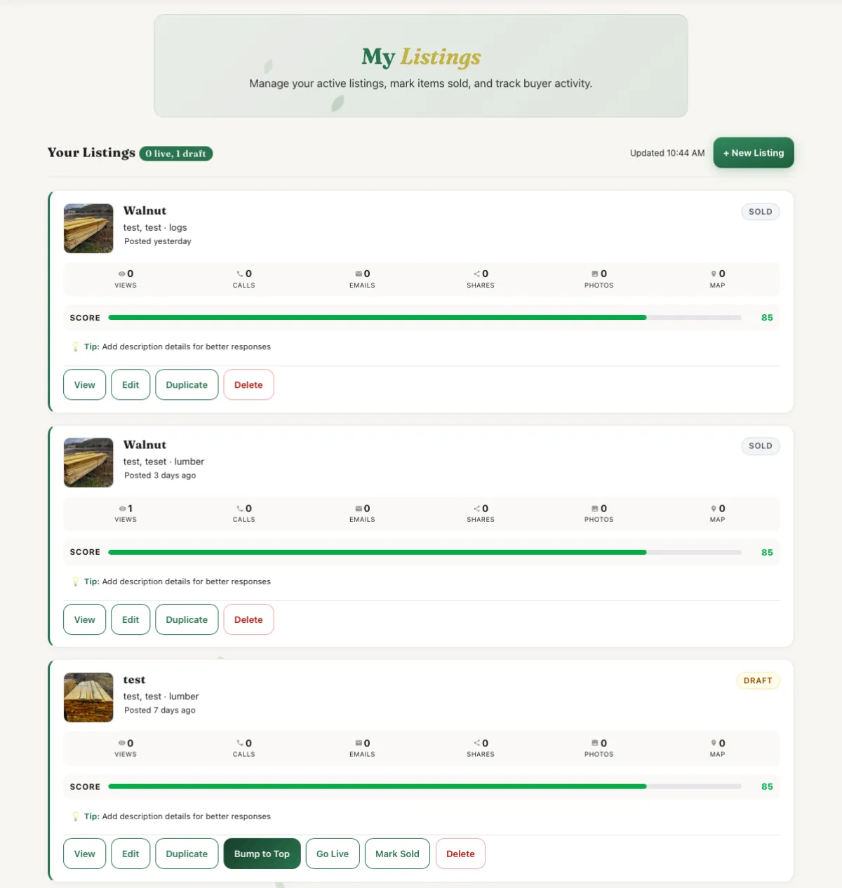 Manage your listings
