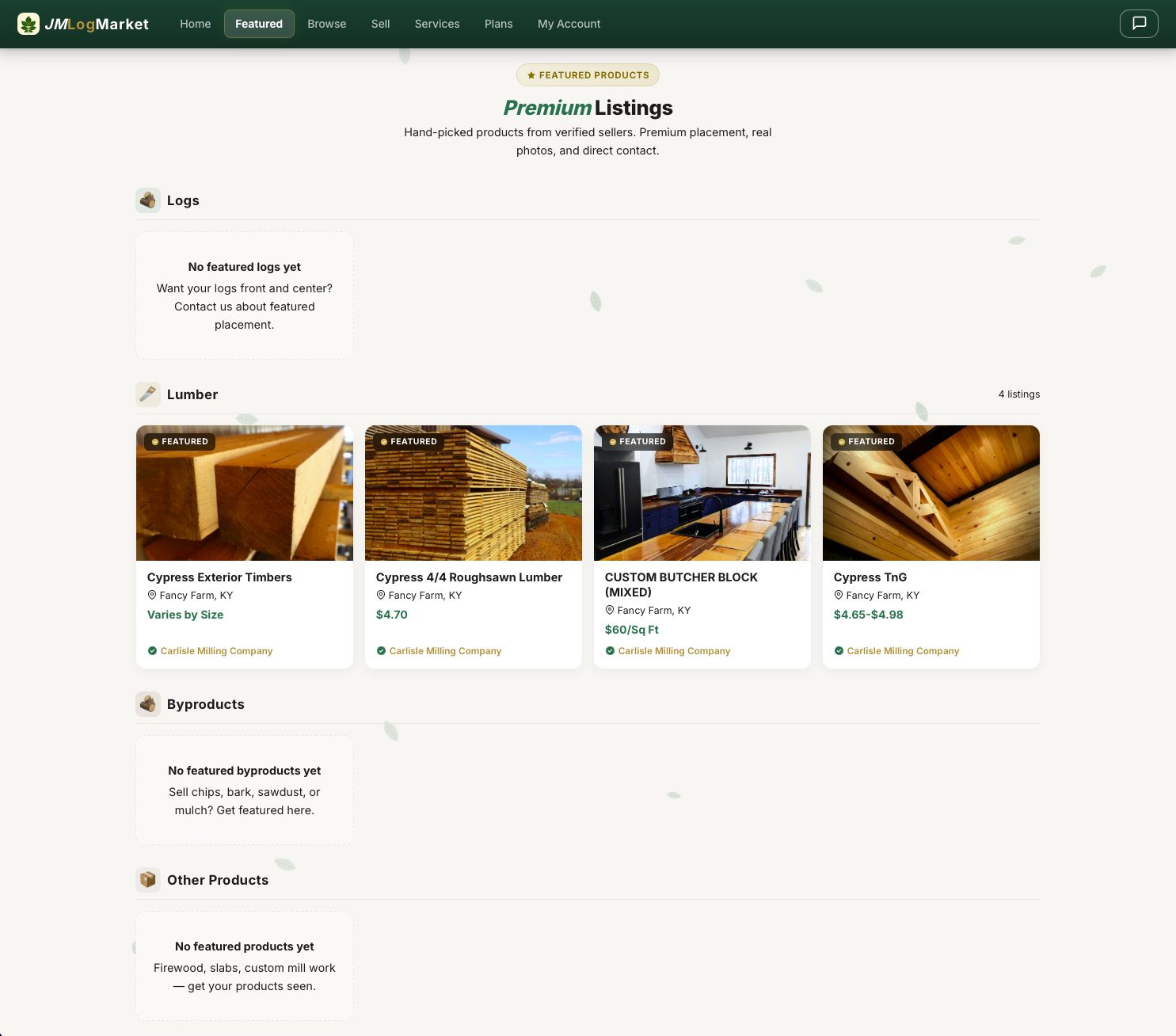 JMLogMarket featured listings