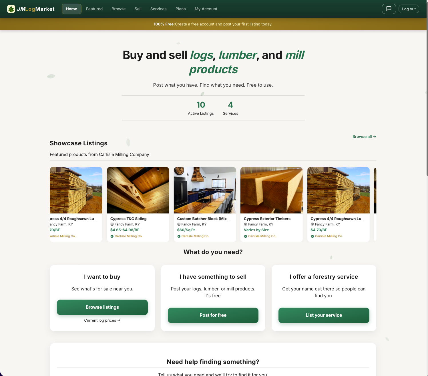 JMLogMarket homepage