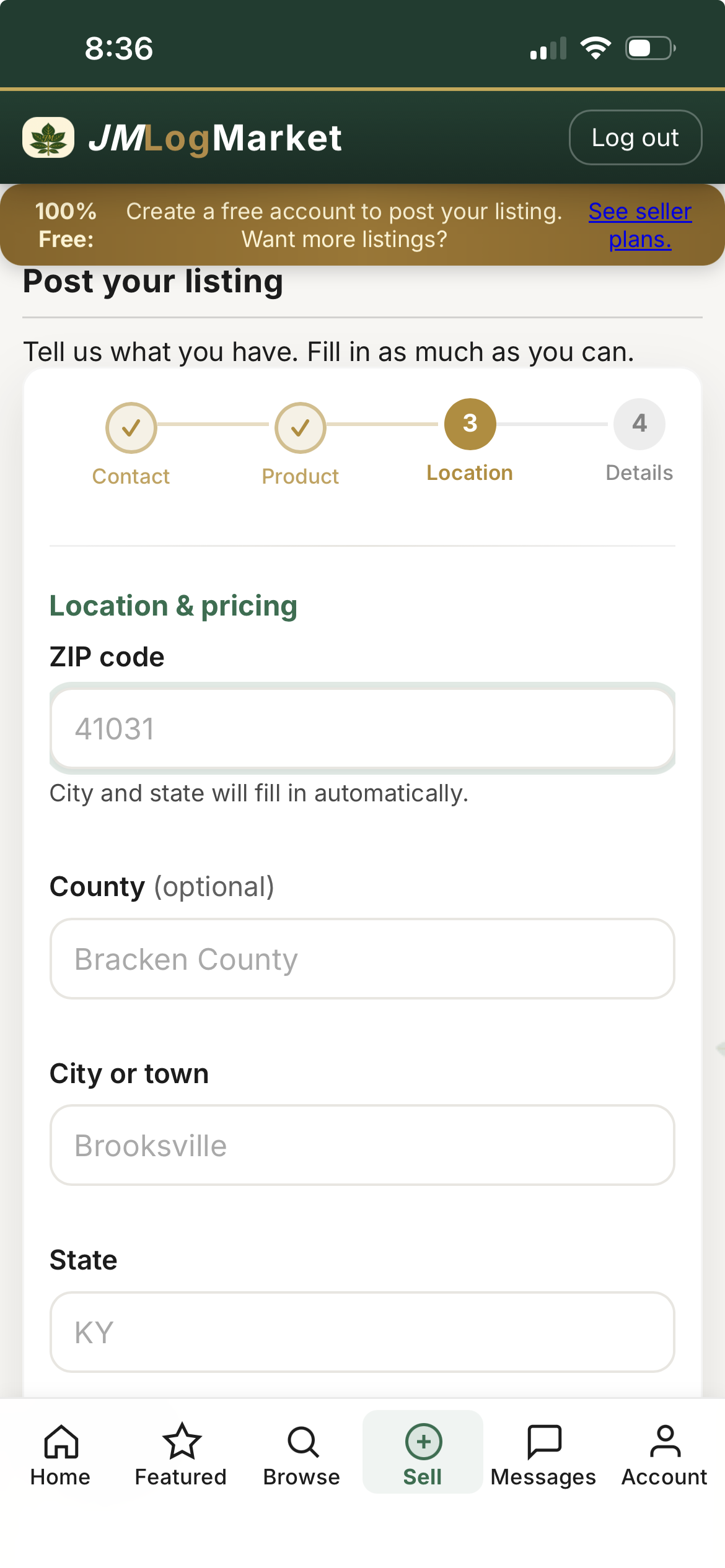 JMLogMarket mobile post listing