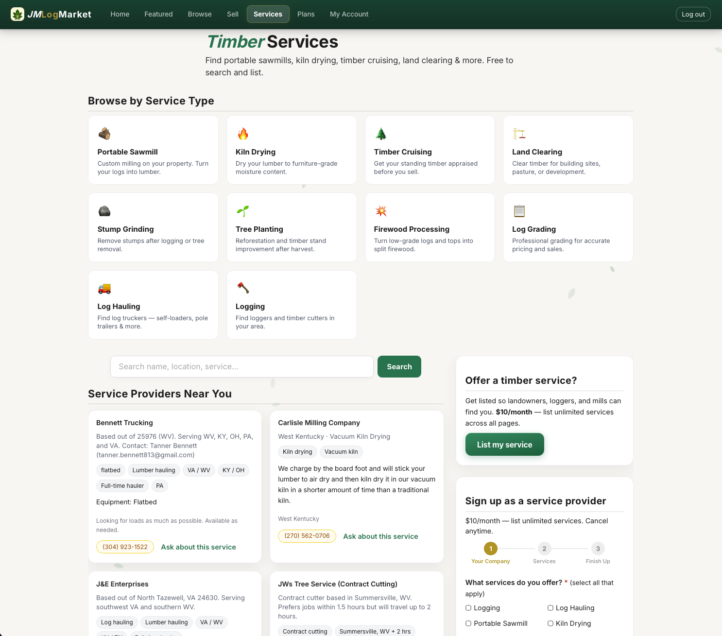 JMLogMarket timber services